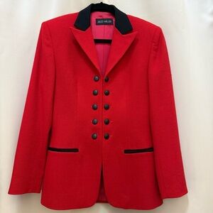 JULES MILLER Vintage Red Wool Blazer Equestrian Military, Made in USA, WPL 8593